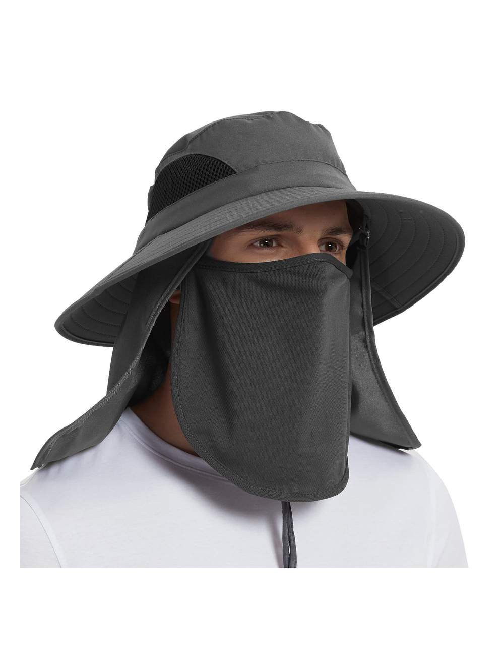 Wide Brim Sun Bucket Hat, Waterproof Boonie Hat for Men & | Dark Gray | Size OS